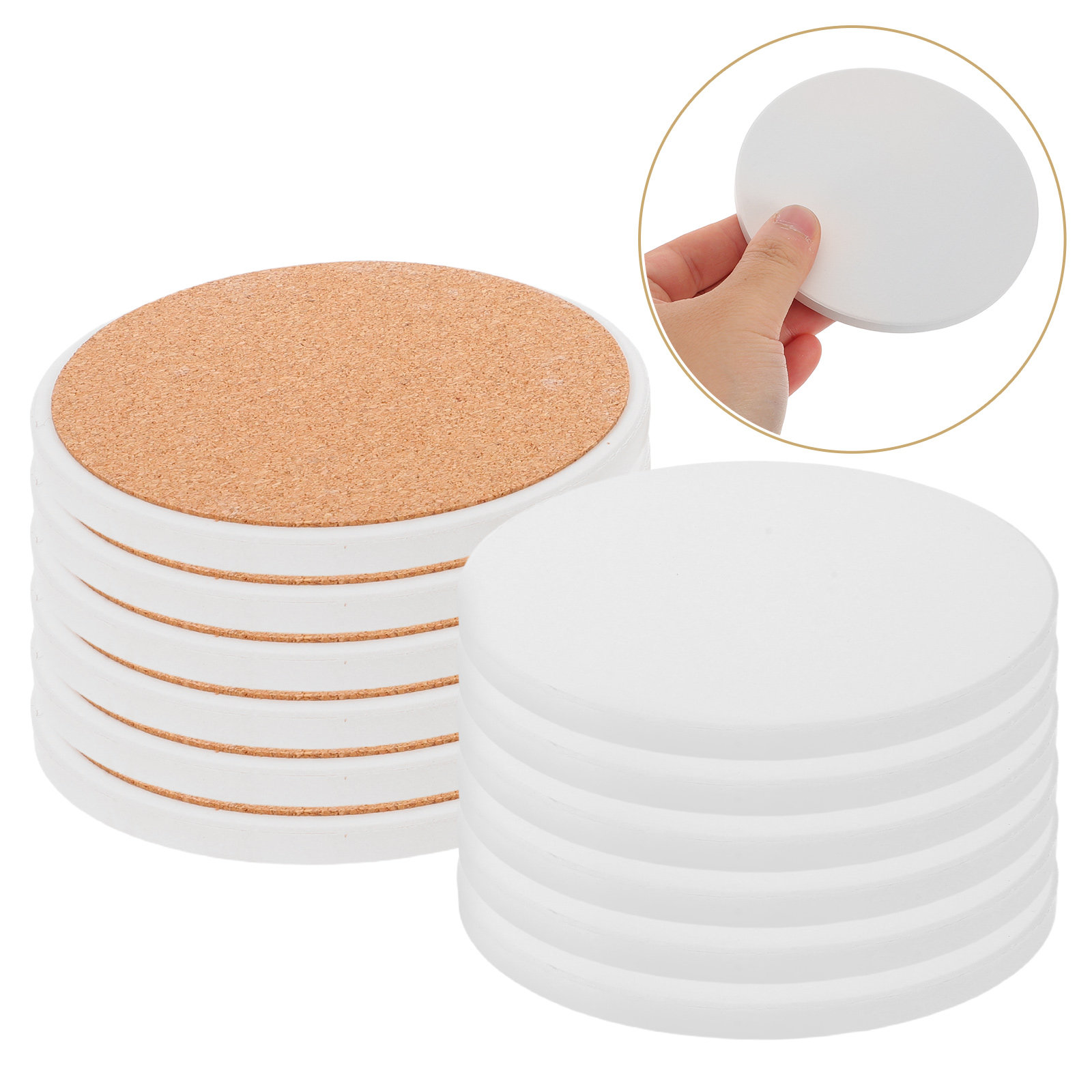 Coaster Sublimation Blank - 12 Stück Sublimations-Untersetzer, Weiße Runde Keramik-Untersetzer
