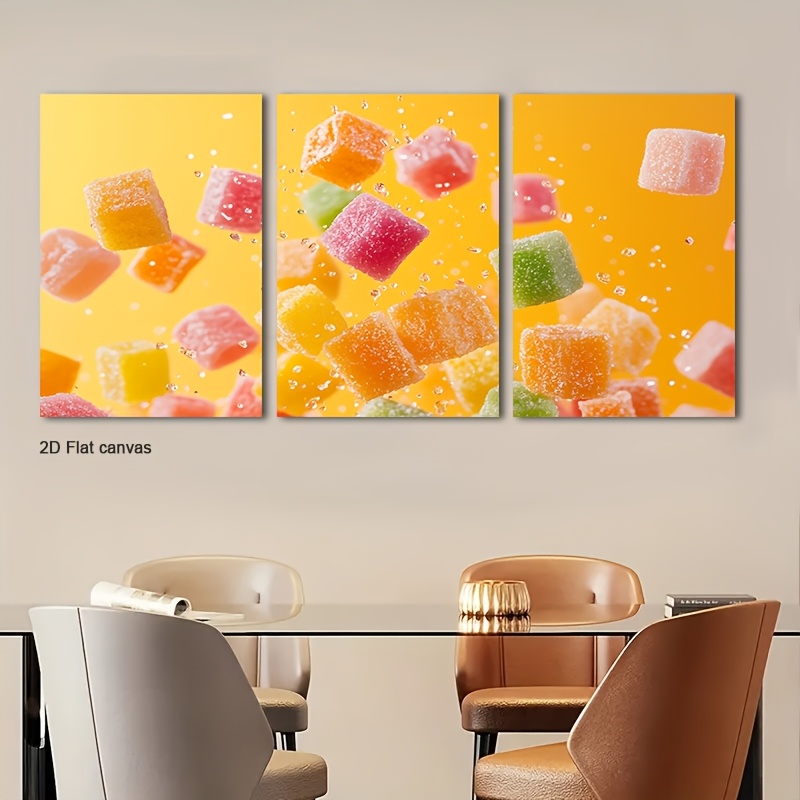 Canvas Wrap Ready - Rahmenloses Leinwandbild, 3-teilig, „Schwimmende Gummibärchen“ auf