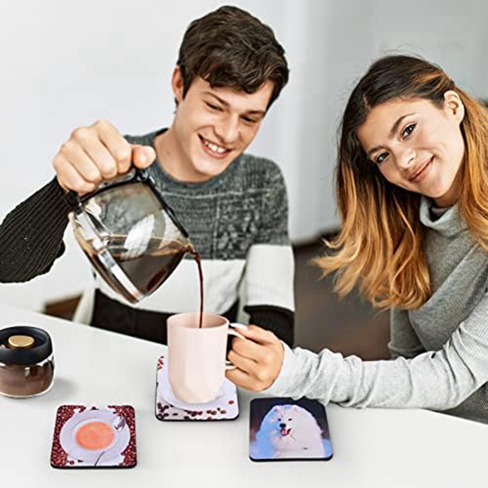 Coaster Sublimation Blank - 40 Stück quadratische Sublimations-Untersetzer, 3,5 x